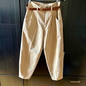 ZARA Beige High-Waisted Barrel Pants – Size 2